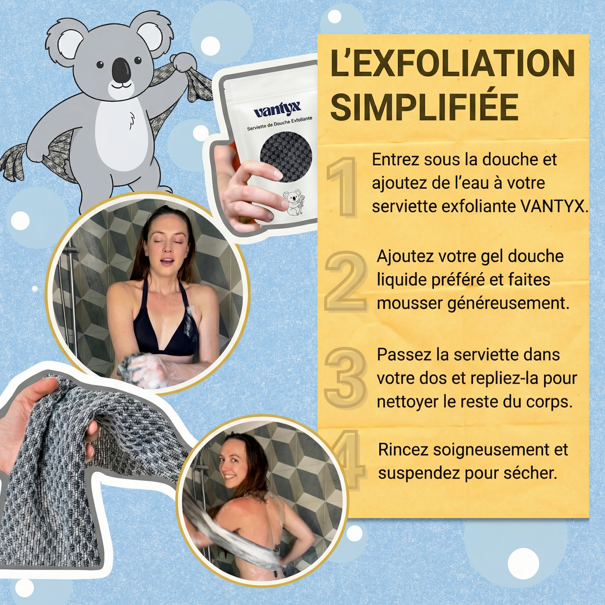 Vantyx Exfoliating Shower Towel